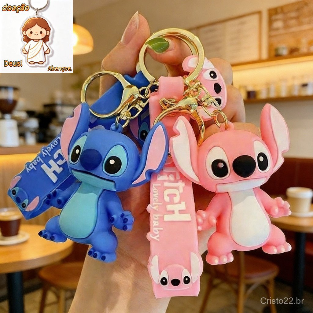 Kit 5/10/20 Chaveiro Lilo Stitch Angel Stitch Anime Figura Kawaii Cartoon Casal Mini Chaveiro Corrente Versão Carro（Dar