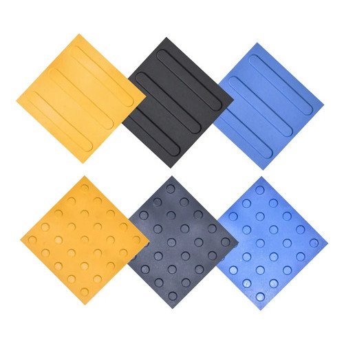 Kit 50 Piso Placa Tátil Alerta Direcional PVC 25x25cm Emborrachado Acessibilidade NBR9050 Flexível
