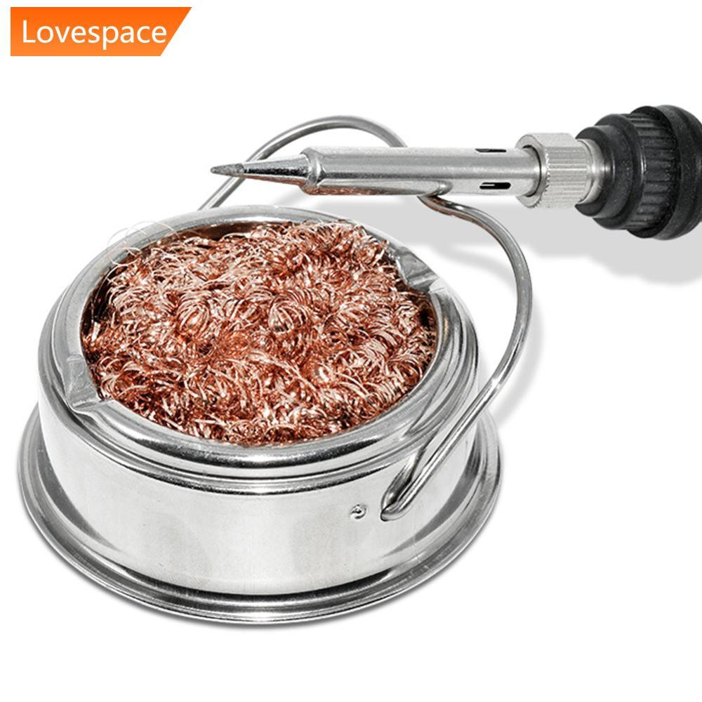 LS-STORE Conjunto De Bola De Limpeza De Cobre Com Suporte Para Ponta De Ferro De Solda Limpador De Lata Desoldering Malh