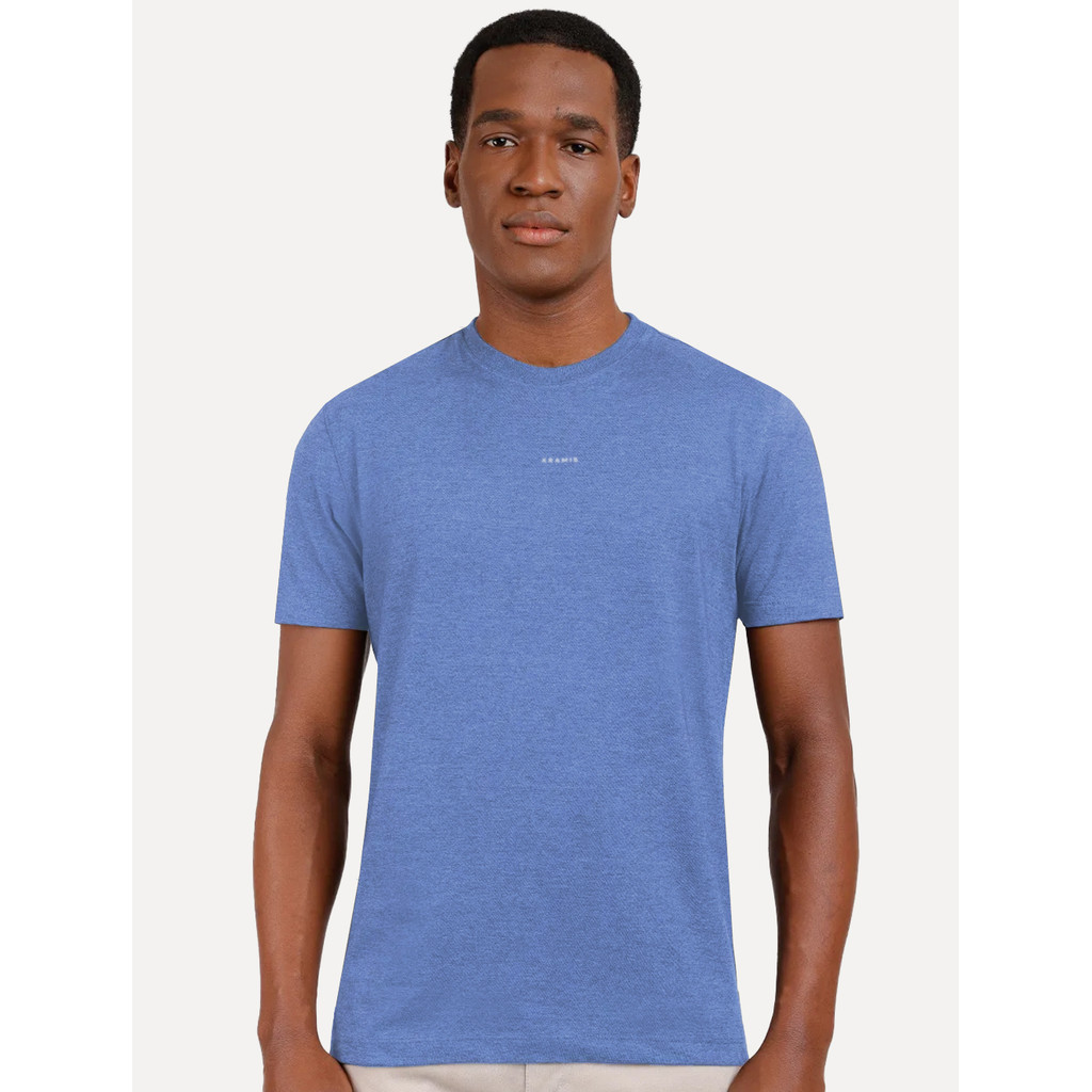 Camiseta Aramis Masculina Estampa Costas Barcode Azul Royal Mescla Original