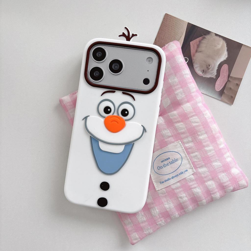 Bonito Olaf Cartoon Frozen 3D Capa De Silicone Para IPHONE 17 16 PROMAX PLUS Protetora Telefone