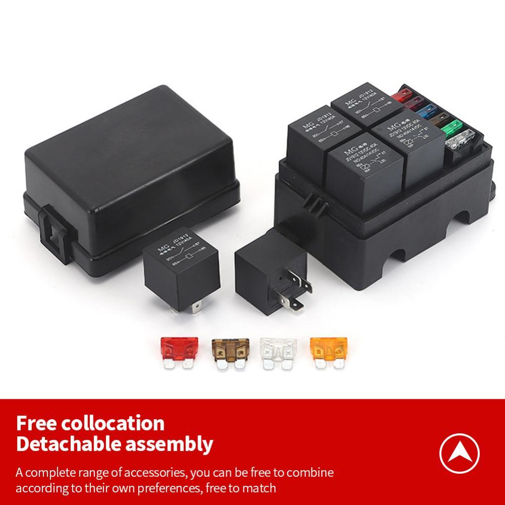 TKEY 4 Suporte De Relé Combinação Gratuita Automóvel Para Carro Caminhão 6Way Fusível Titular Circuito Padrão 12V 24V 40