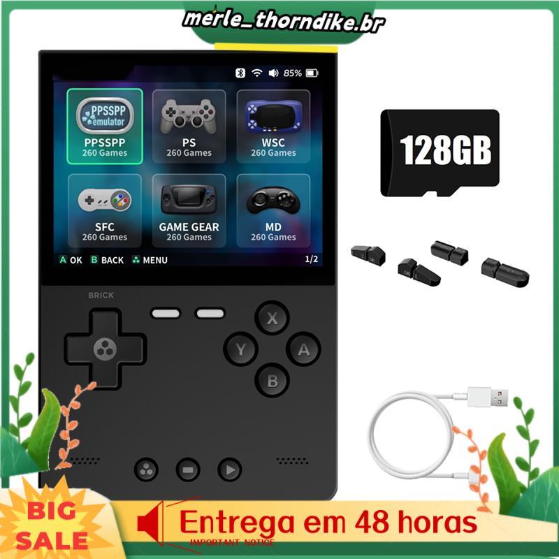 BRICK Console De Jogos Portátil 128GB Videogame Linux 3.2 Polegadas 1024x768 IPS Tela Retro Controlador De Jogo A