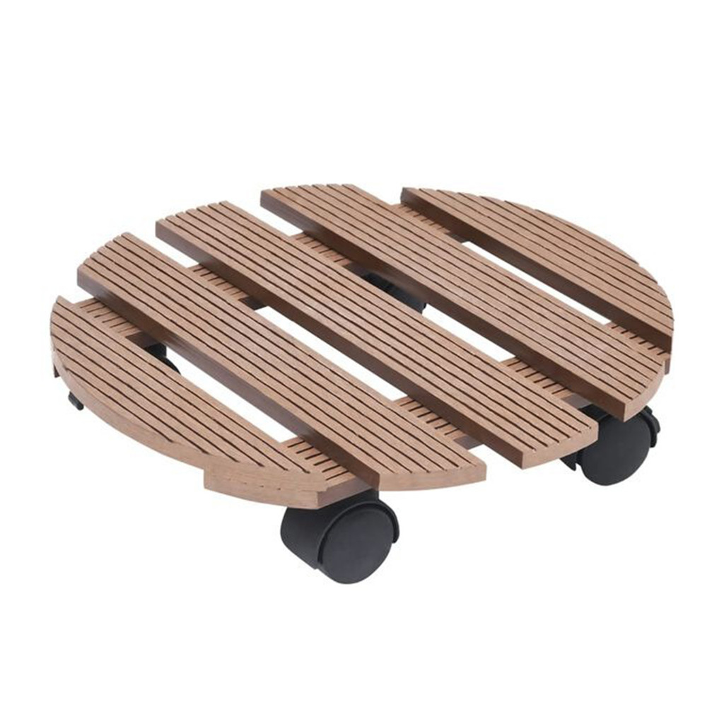 Suporte Vaso Planta Redondo Rodinhas Pallet Movel Deck Jardim Varandas Sacadas Resistente Versatil Decoracao