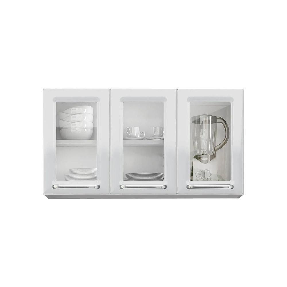 Armário Aéreo de Cozinha Itatiaia Luce 3 Portas com Vidro Branco IPV3-105