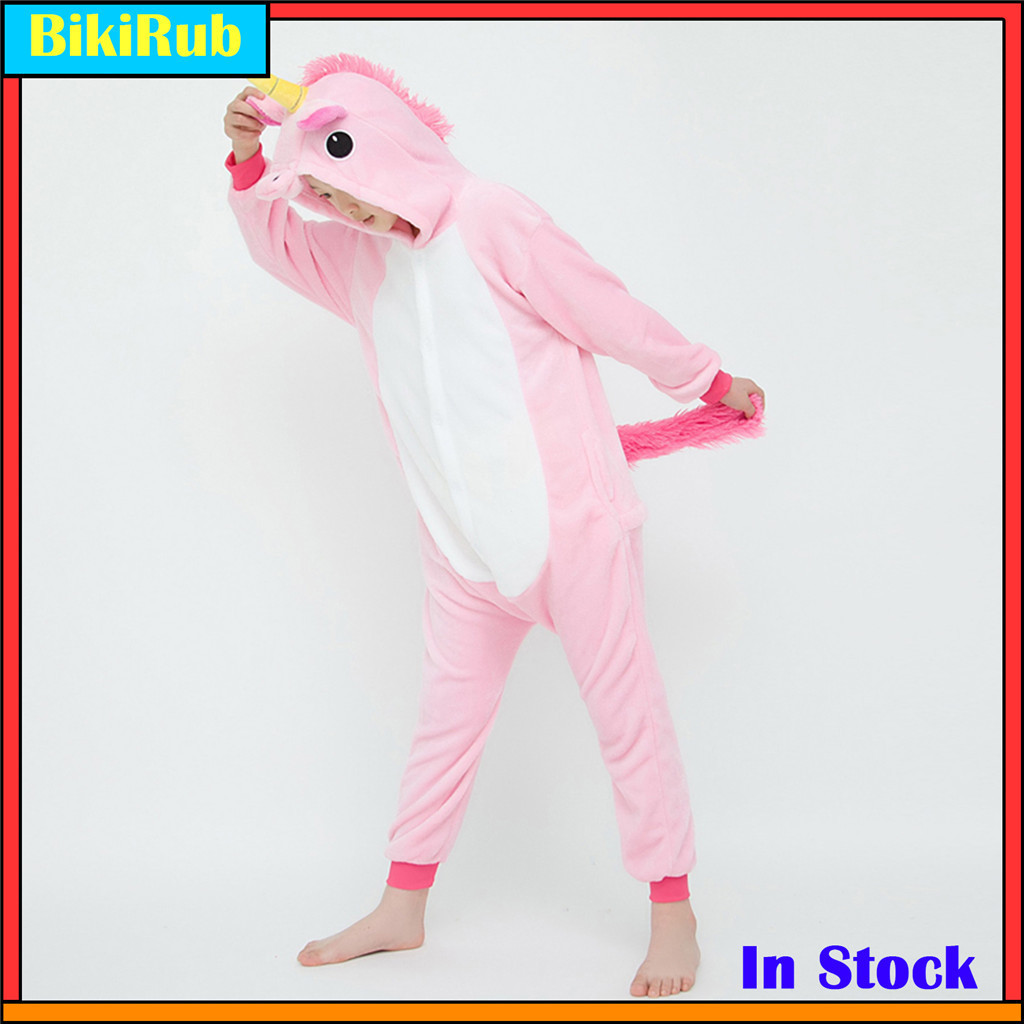 Pijama De Macacão De Unicórnio Rosa Fofo Kigurumi De Natal Para Crianças – Pijamas De Flanela De Pelúcia Macia , Perfeit