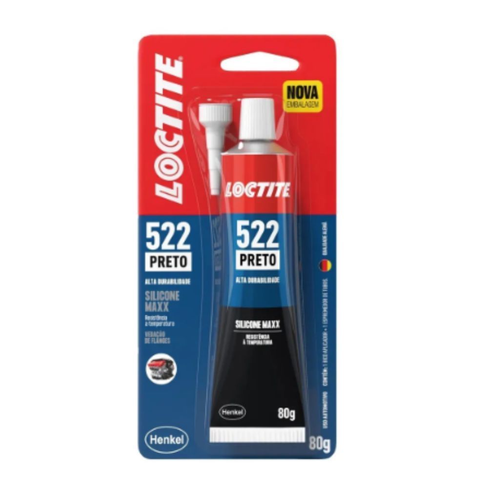 Cola Silicone Alta Temperatura Loctite 522 Maxx Preto 80g