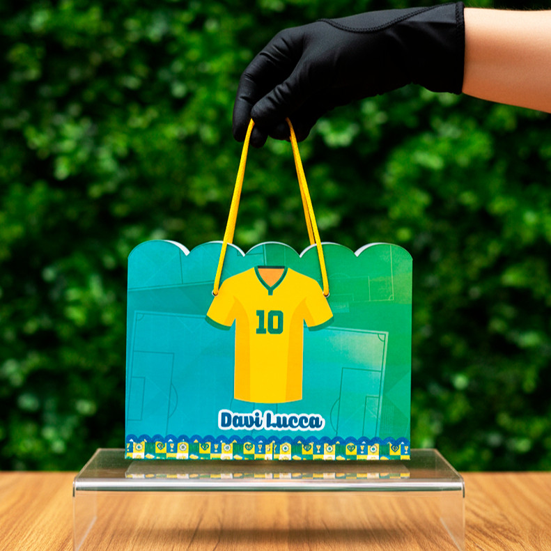 10 Sacolinhas Seleção Brasileira Futebol Personalizada Com Nome e Idade Lembrancinha Para Festa