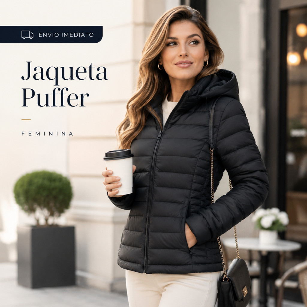 Jaqueta Puffer Feminina Unissex Bobojaco Blusa de Frio Intenso Unissex com Capuz Outono Inverno Motoqueiro Casaco Neve