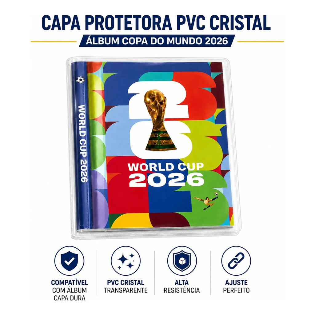 Capa Plástica Protetora Álbum Capa Dura Copa Do Mundo 2026