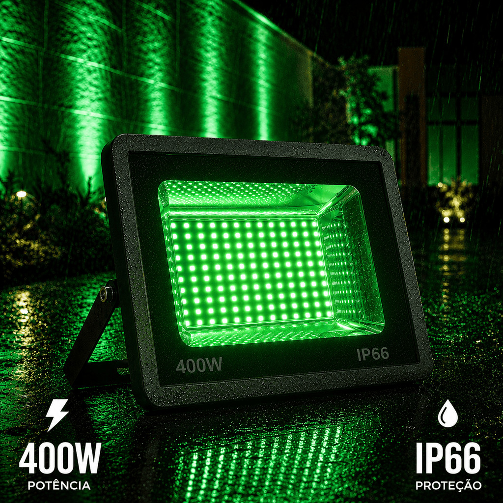 Refletor Holofote LED Verde 200W Bivolt IP66 Holofote Festa Jardim Externo Prova D Água