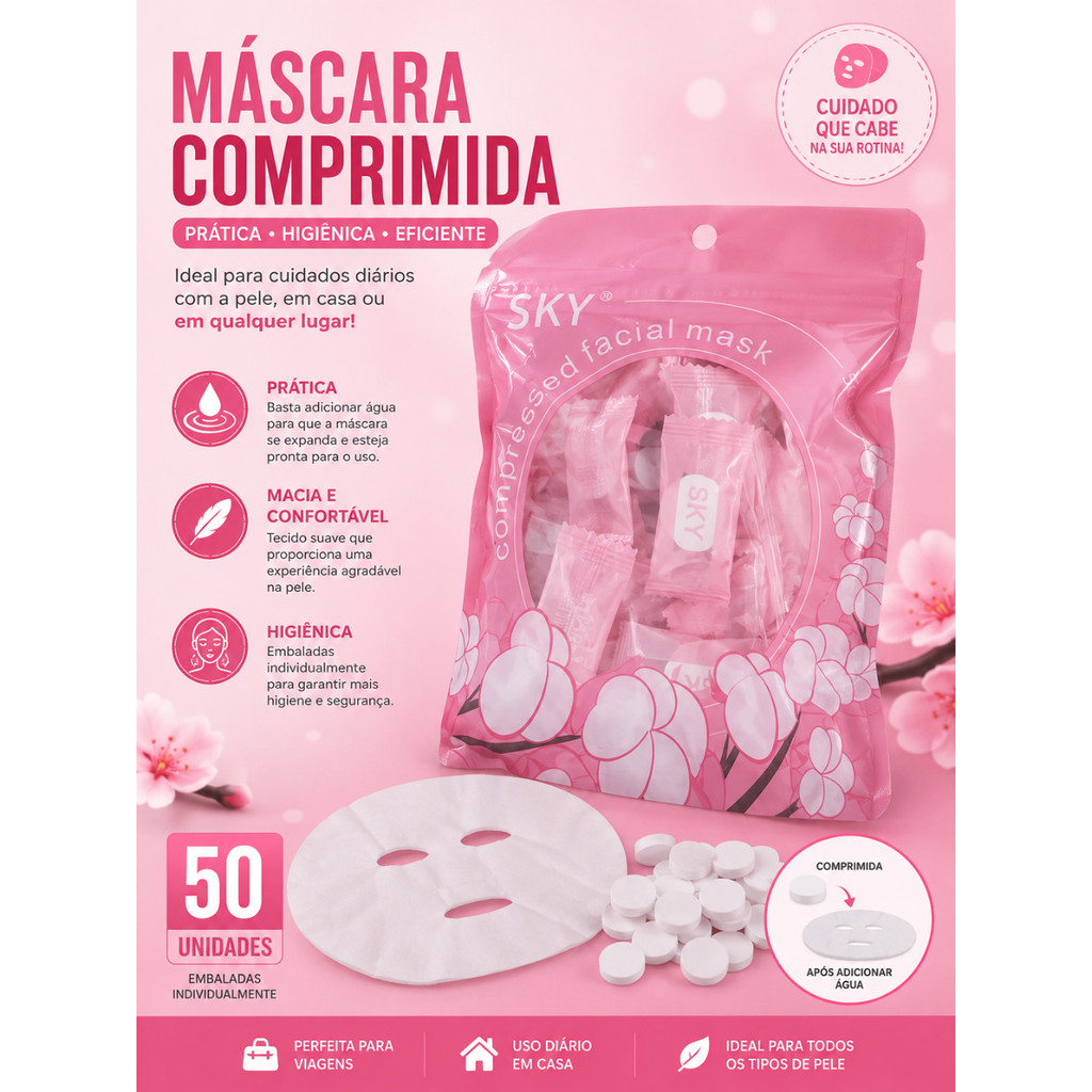 Kit 150 Máscaras Desidratadas Comprimidas Facial Spa Estética