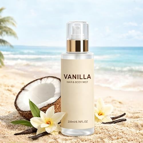 Nebulizador Corporal e Capilar Vanilla Beach, Perfume Corporal Vanilla Beach para Mulheres, Spray Corporal Hidratante de