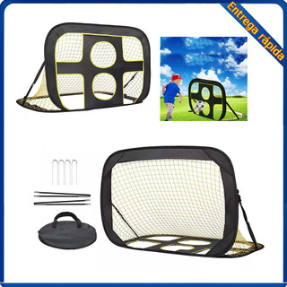 Meta de treinamento de futebol de seis furos 120 x 80 x 80 cm com 1 bolsa de armazenamento 4 pregos terrestres 2 hastes 
