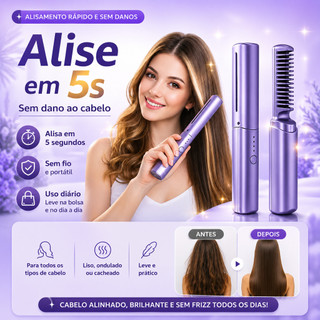 Escova De Alisamento Capilar Alisador De Cabelo Aquecido Recarregável Mini Pente Portátil…