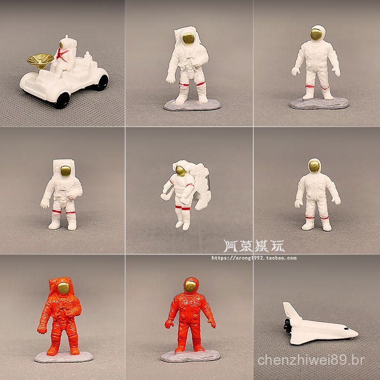 Figurinha Miniatura Realista Feita à Mão DIY, Astronauta, Veículo de Exploração, Modelo de Nave Espacial, Ornamento, Bon