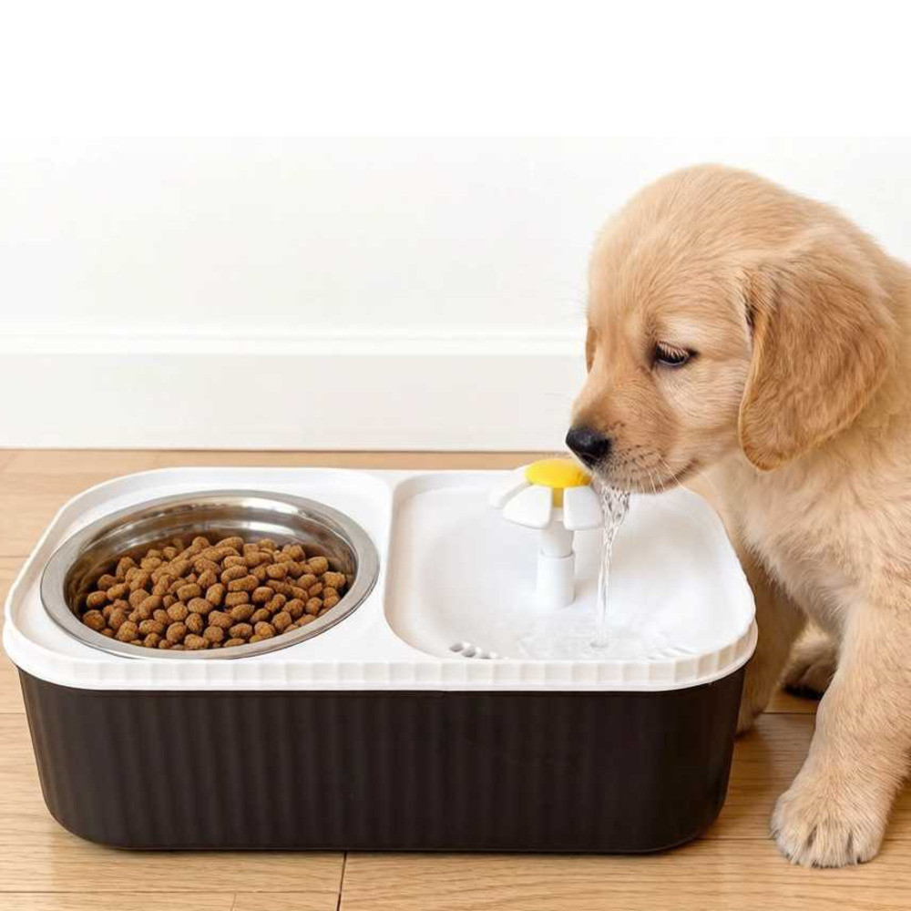 Bebedouro e Comedouro Automático 2 em 1 para Cães e Gatos Automático Inox Duplo Cão Gato 3 Litros