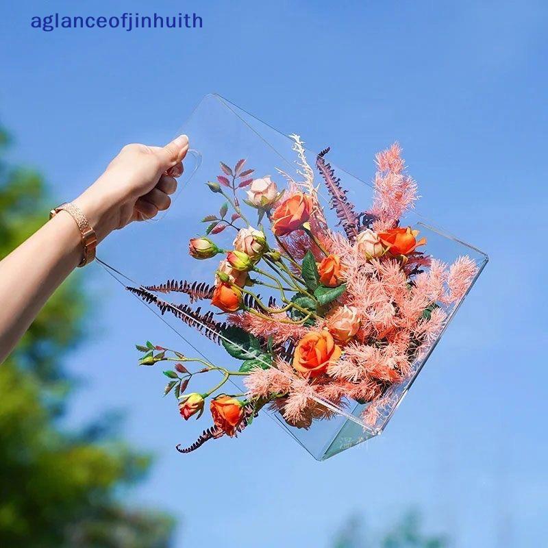 [aglanceofjinhui] Sacos De Flores Transparentes Vaso Portátil Cesta Acrílicas Arranjo Floral De Alta Qualidade Decorativ