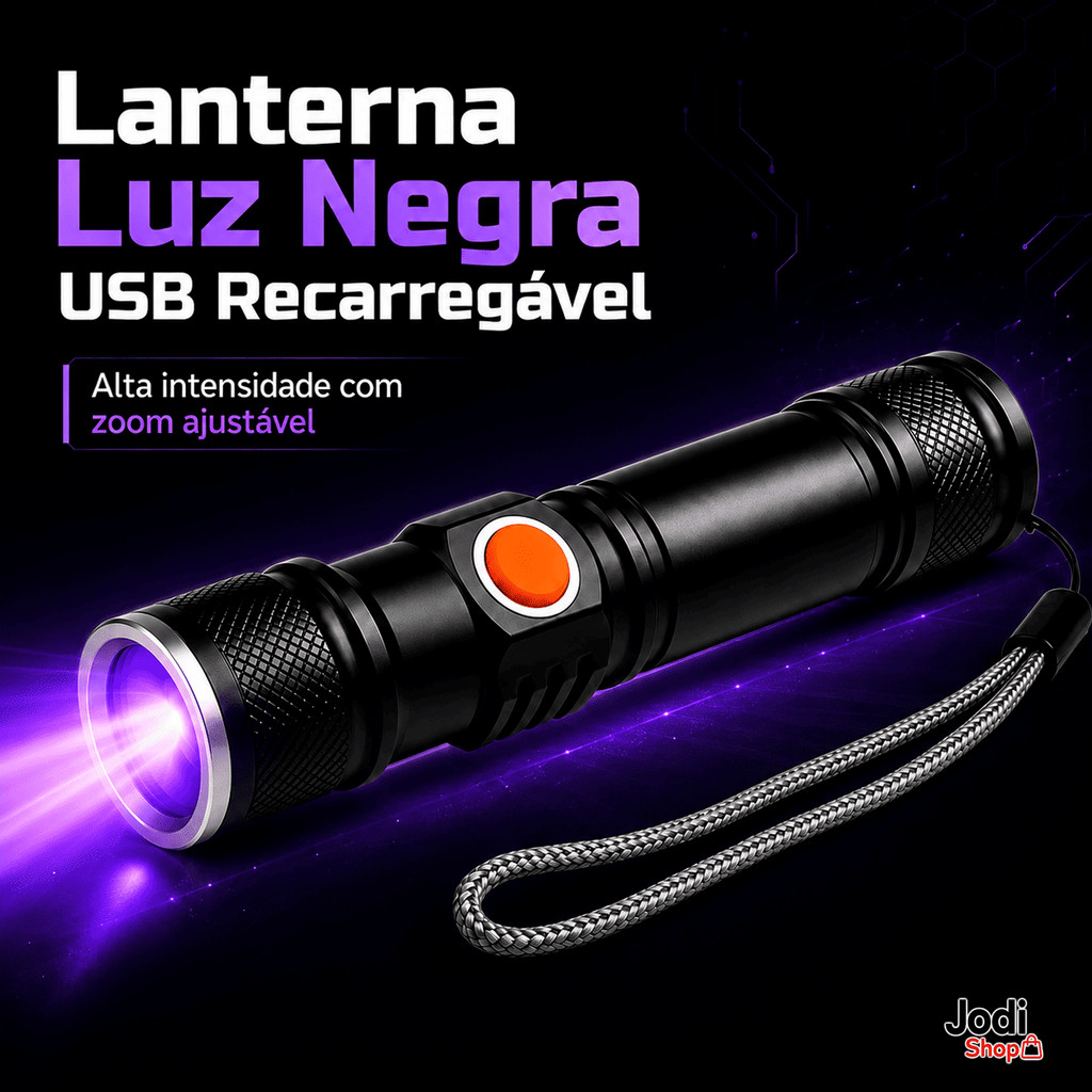 Lanterna Ultra violeta Usb Led Potente Luz Negra Uv Nota Falsa E Escorpião Recarregável fluorescente