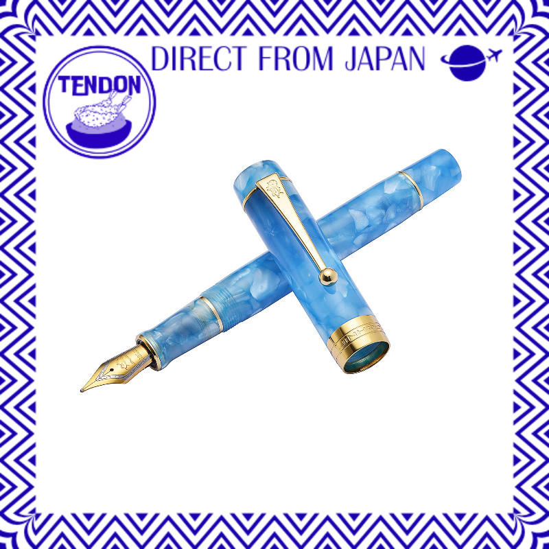 Jinhao 100 Azul-claro Roxo Caneta-tinteiro em celuloide Ponta extra-fina Conversor Estojo de caneta metálico