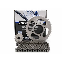 KIT RELAÇÃO TRANSMISSÃO RIFFEL COMPATIVEL CHOPPER ROAD 150 (2021-2024) COM RETENTOR