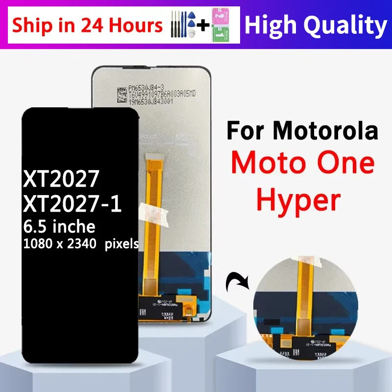 OneHyper Tela De Exibição Para Motorola Moto One Hyper XT2027 Display LCD Toque Digitador Assembléia Com Moldura