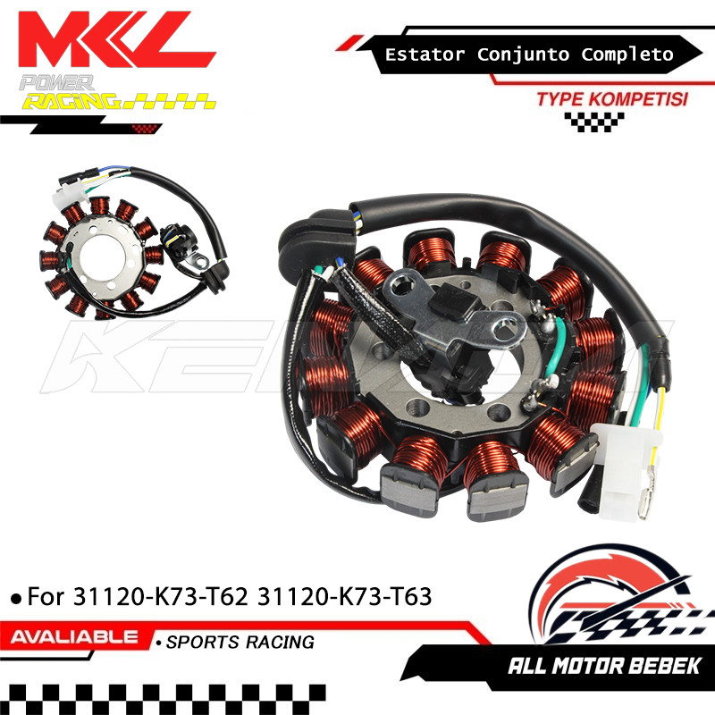 Códigos 31120-K73-T62/31120-K73-T63 Estator Magneto Compatível Honda Moto Encaixe Exato