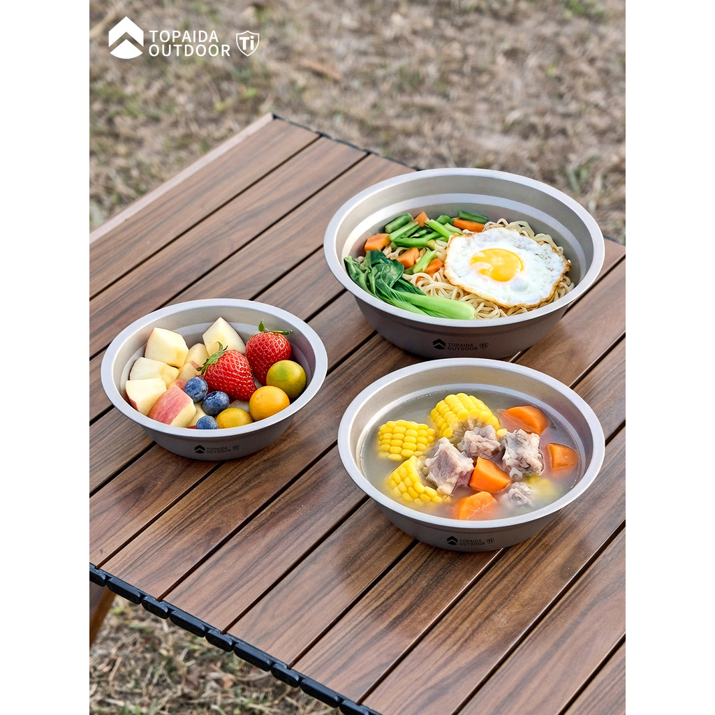 Pote de sopa de titânio puro Talheres de acampamento Tigela de sopa portátil Piquenique ao ar livre Tigela multifunciona