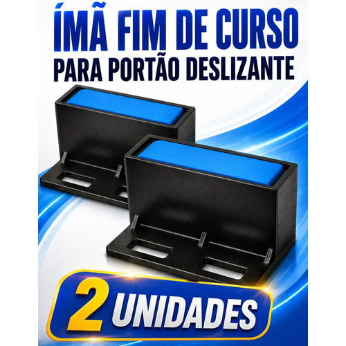 2 Ímã Com Suporte Fim De Curso Para Motor Portão Deslizante Sensor Preto Azul SUPORTE DO IMA DZ MED 60X20X13 - 9167