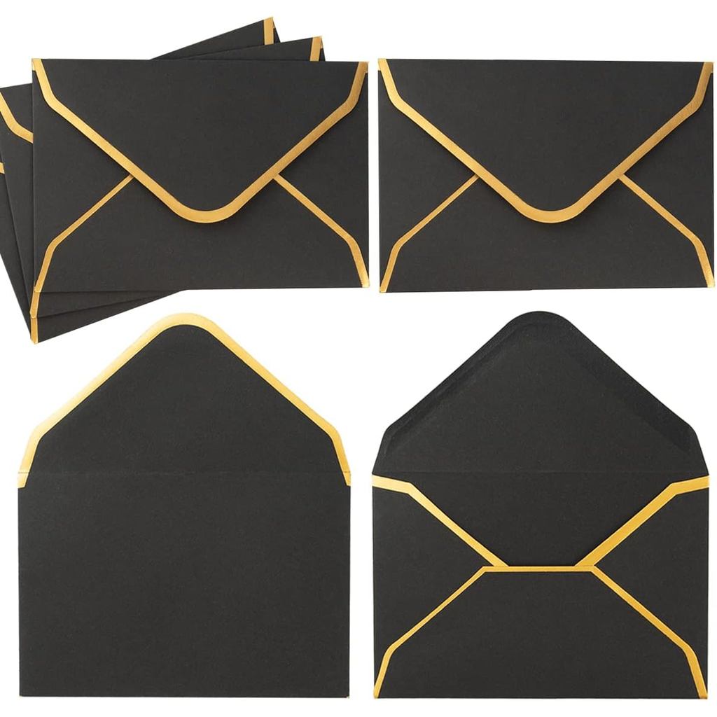 200 Pack Mini Envelopes Colorful Small Envelopes with Gold Border for Blank Note Cards, Business Gift Cards, 4 x 2.7 Inc