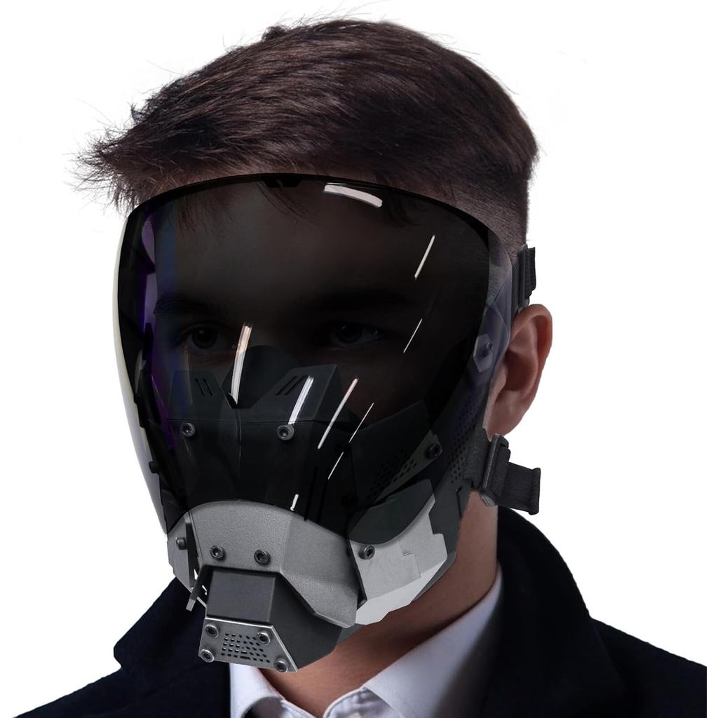Máscara Punk Airsoft AOUTACC, Máscara de Fantasia Gótica Punk para Homens, Máscara Antiembaçante Removível de Meia Face,