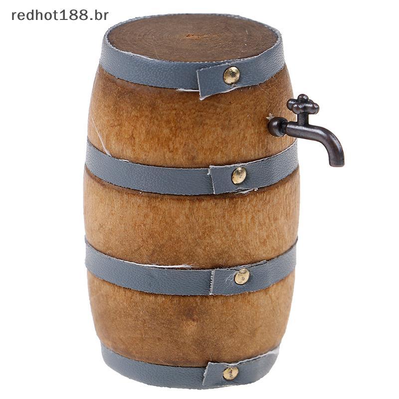 REBR 1 : 12 Casa De Boneca De Madeira mini Acessório De Móveis Barril De Cerveja Com Torneira De Água .