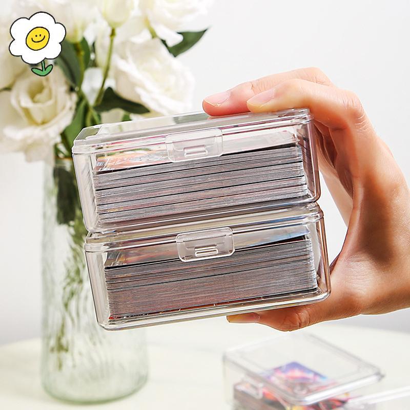 maoting } Transparente Ídolo Kpop Estrela Caixa De Armazenamento De Fotos Com Tampa Flip Photocards Titular Pequeno Cart