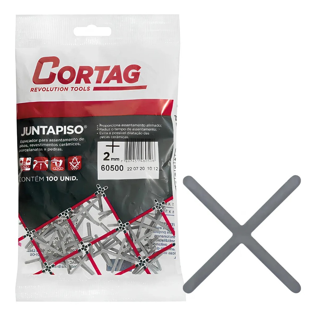 Espaçador JuntaPiso / Cruzeta 2mm - 100pçs - Cortag
