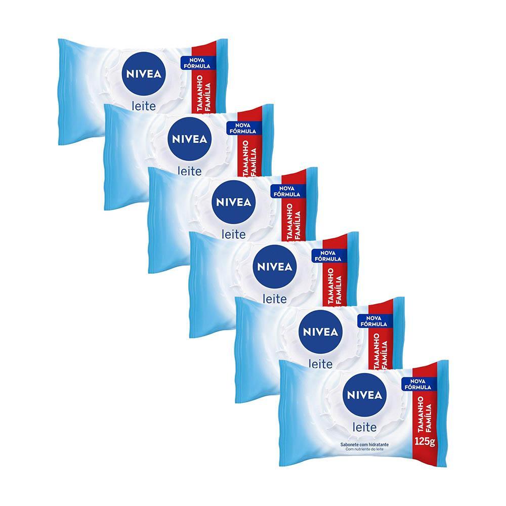 Kit 6 Sabonetes em Barra NIVEA Leite 125g