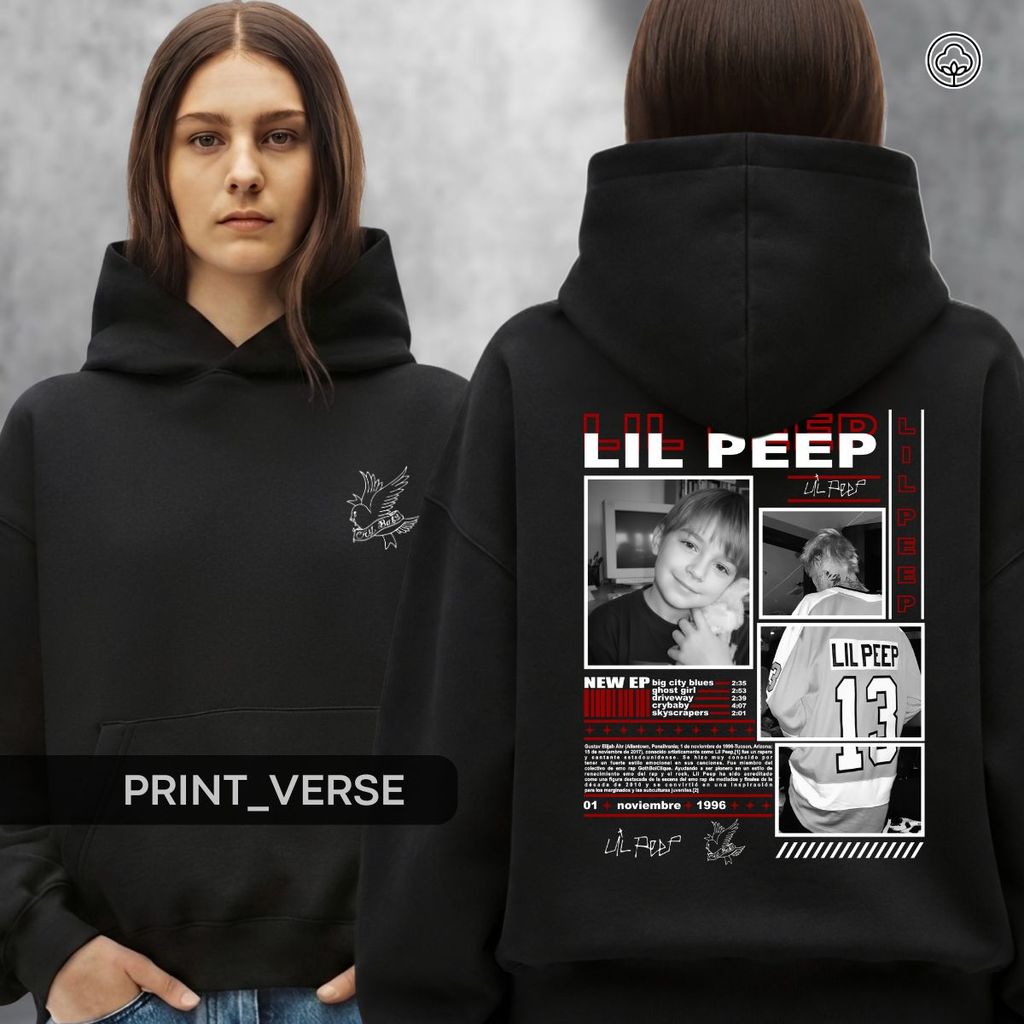 Moletom Canguru Lil Peep Crybaby Novembro Hellboy Emo Trap Album Blusa De Frio Inverno Com Bolso