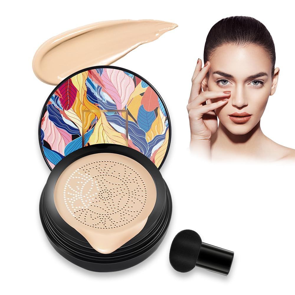 CC Cream com Aplicador em Forma de Cogumelo, BB Cream com Aplicador em Forma de Cogumelo para Maquiagem Impecável, Base