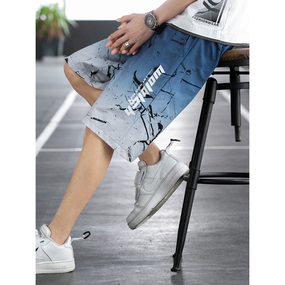 Shorts curtos masculinos verão solto na moda calças grandes exterior wear praia de secagem rápida lazer esportes Street 