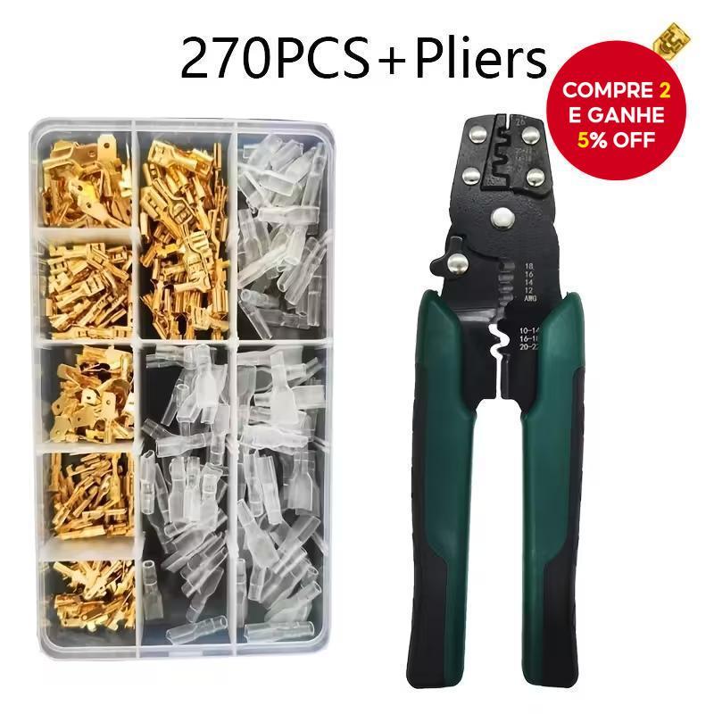Um Conjunto De Kit De Crimpagem De Fio Multiferramenta Com Conectores De Pá-Juntas Terminais De Cobre , Ferramenta De De