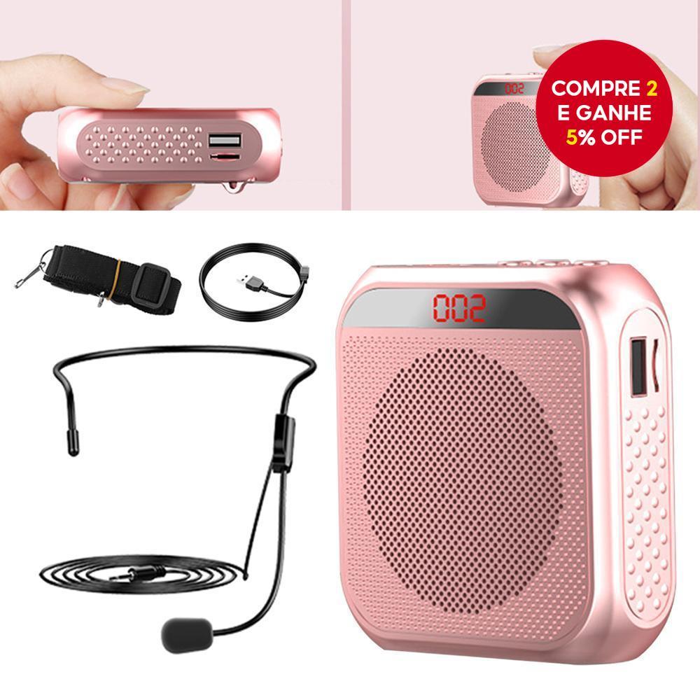 Novo Amplificador de Voz Portátil com Headset Microfone Com Fio Microfone Recarregável com Cinto para Ensino