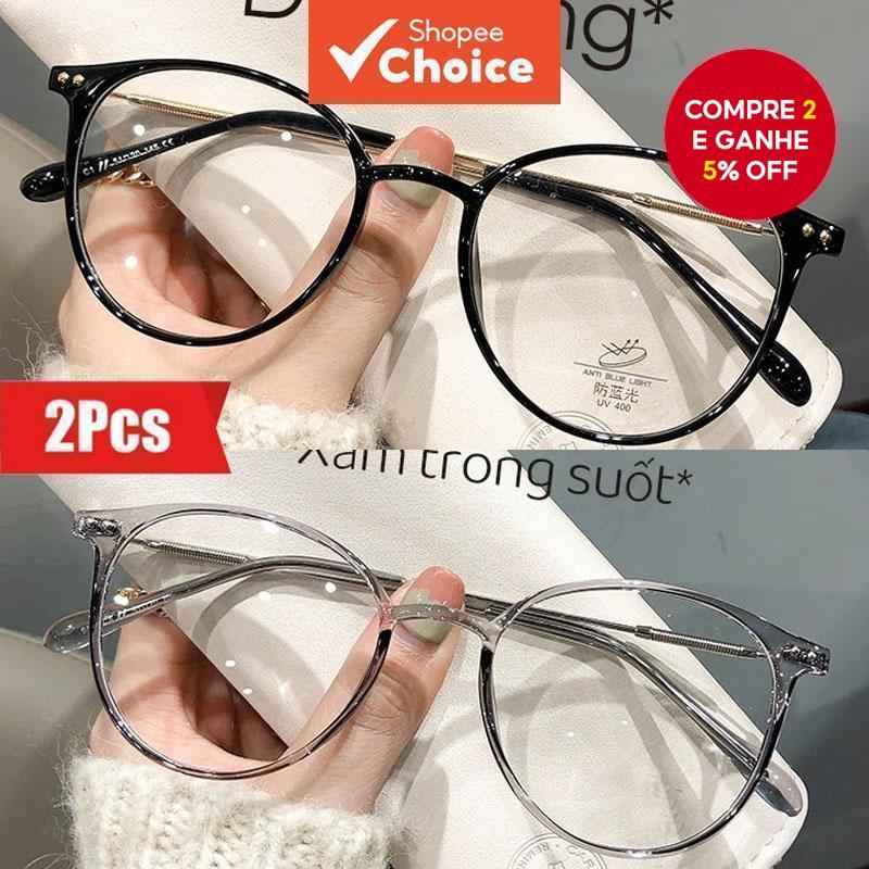 2 Unidades De Óculos De Bloqueio De Luz Azul Com Lente Marrom UV400 Para Moda Feminina