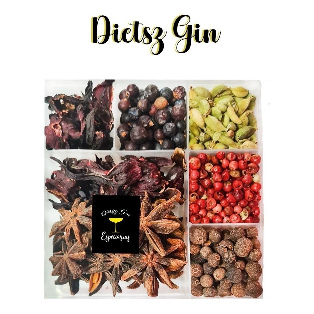 Kit Gin Tônica 6 Especiarias Cadamomo Pimenta Jamaica +4 Empório Dietsz
