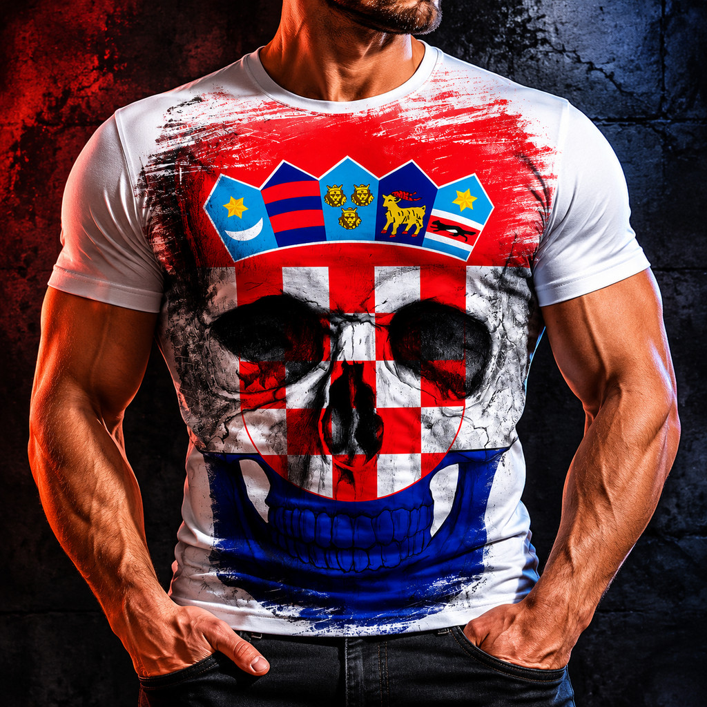 Camisa Camiseta Masculina Caveira Croácia 2