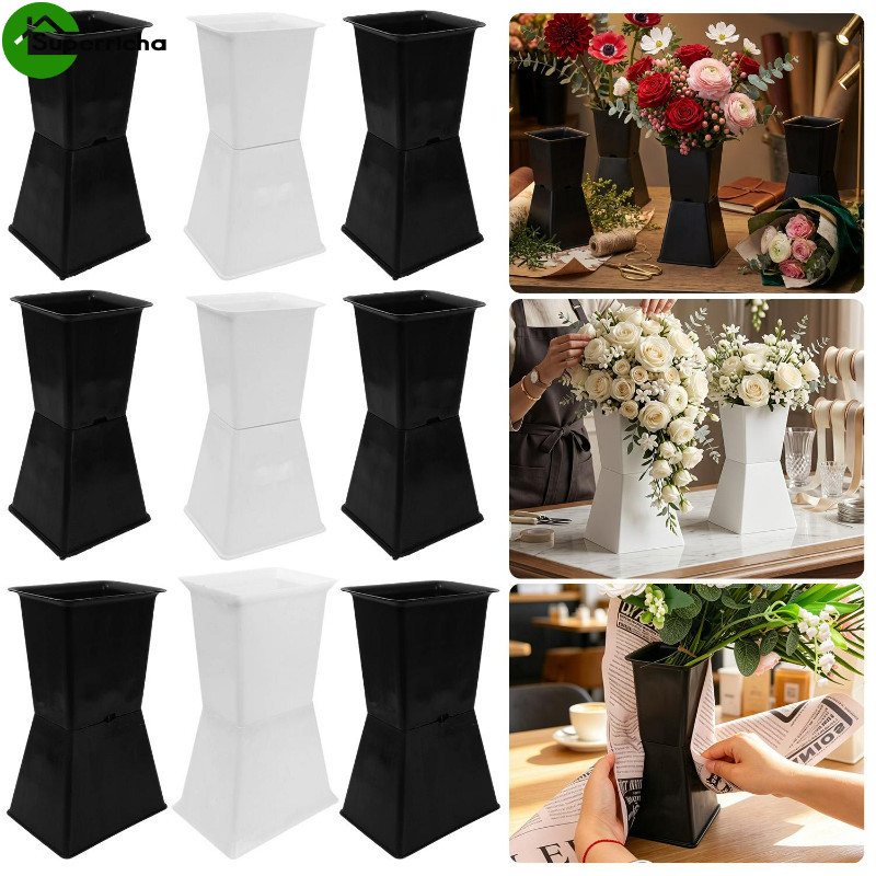 [Ultra] Vaso De Plástico Em Formato De Ampulheta-Decoração De Sala De Estar-Suporte De Armazenamento Estilo INS-Flores-R