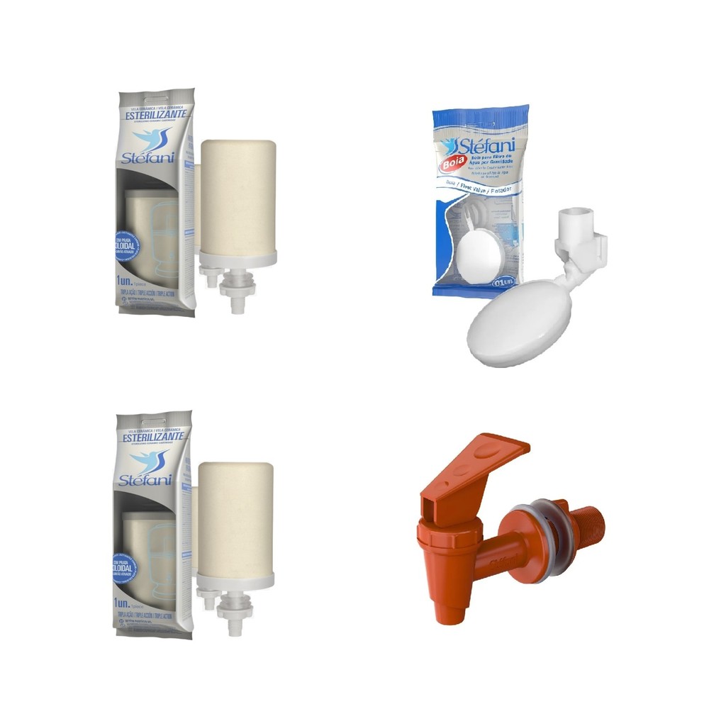 Kit 2 Vela Tripla Ação 1 Boia 1 Torneira Marrom Stefani