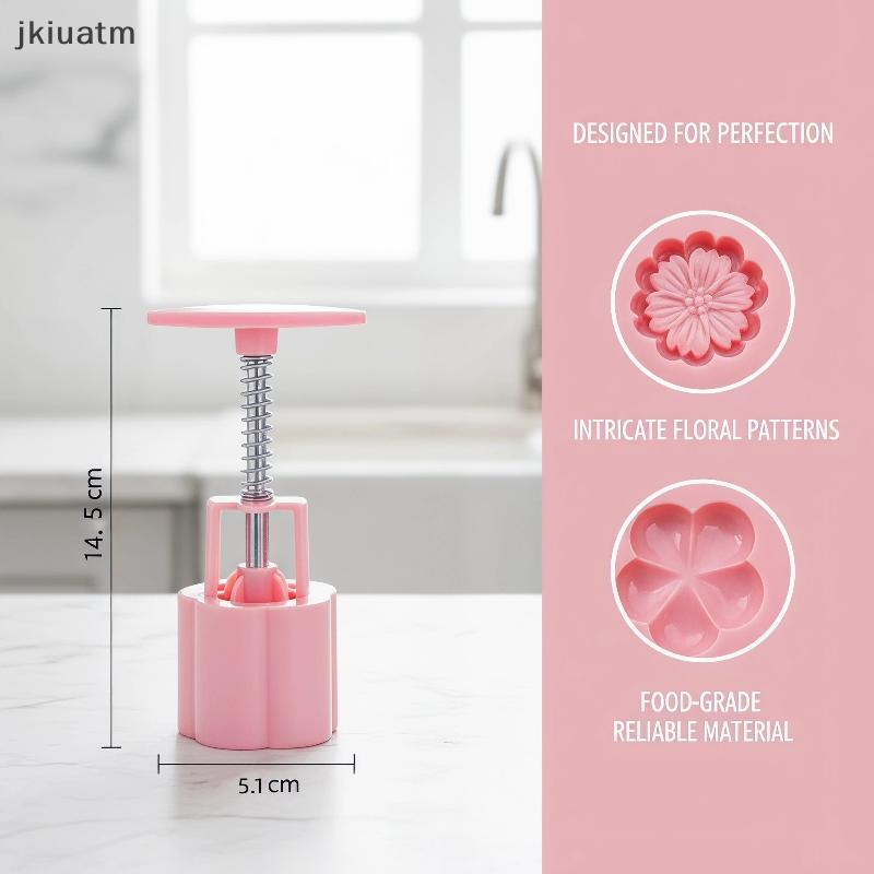 [jkiuatm] Molde De Pastelaria Para Bolo Lunar DIY , 1 Conjunto De Prensa Manual De Plástico , Ferramenta De Cozimento Fá