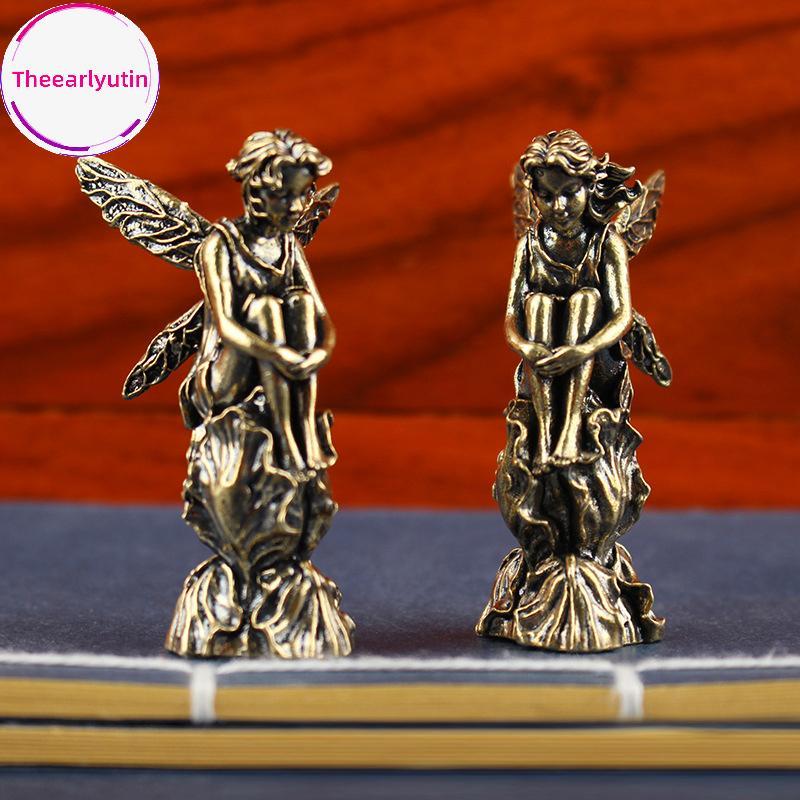 theearlyutin Retro Cobre Deus Do Amor Cupido Estátua Pequenos Ornamentos Estatuetas De Anjo De Bronze Acessórios De Deco