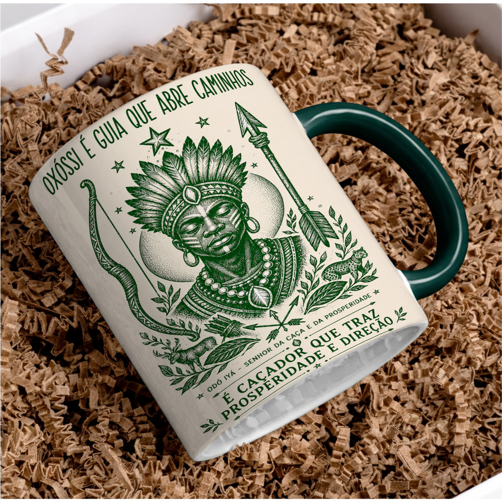 Caneca Oxóssi Umbanda Luxo Presente Lembrancinha