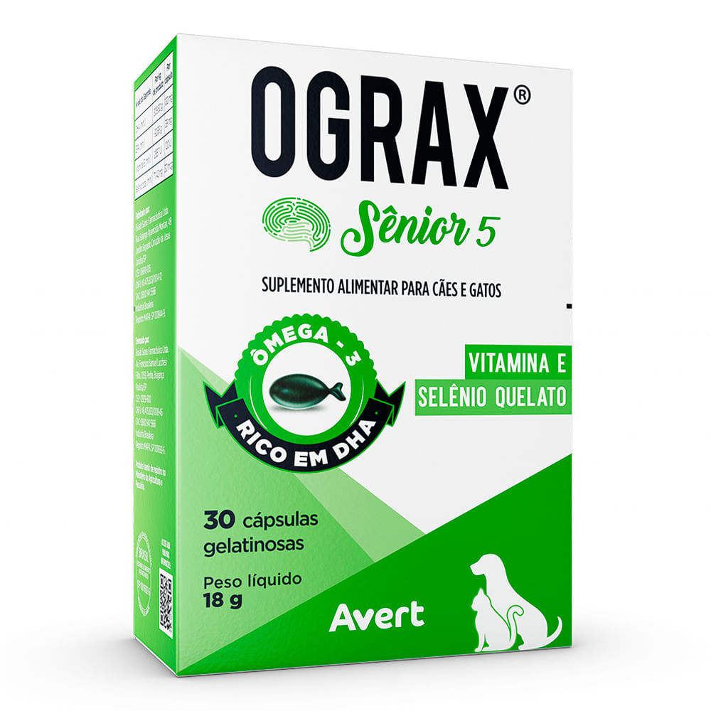 Ograx Sênior 5 para Cães e Gatos 30 Cápsulas Gelatinosas