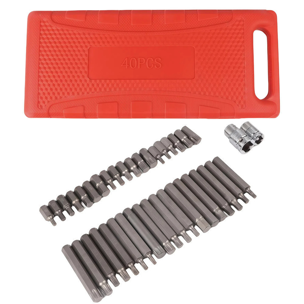 Kit 40 Peças Jogo de Bits Torx e Allen Multidentada com Várias Medidas - Kit Ferramentas para Chave de Fenda